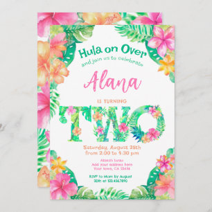 Invitación Segundo cumpleaños de Luau