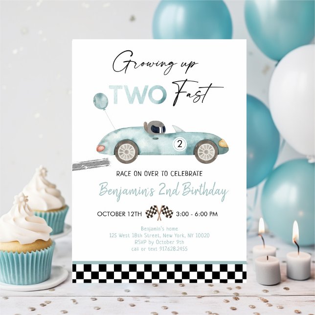 Invitación Segundo cumpleaños de Race Car (Subido por el creador)