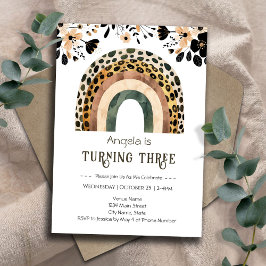 Invitación Segundo cumpleaños de Rainbow Boho Floral