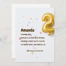 Invitación Segundo cumpleaños de Relieve metalizado dorado Ba