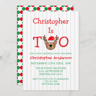 Invitación Segundo cumpleaños de renos