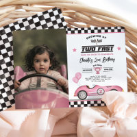 Segundo cumpleaños de Retro Pink Two Fast Race Car