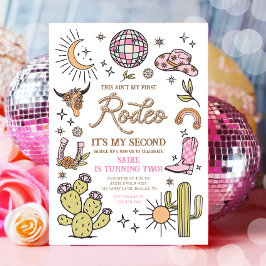 Invitación Segundo cumpleaños de Rodeo Disco Cowgirl Retro