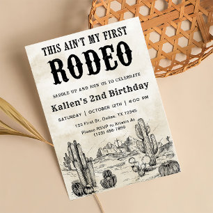 Invitación Segundo cumpleaños de Rodeo Occidental Cowboy