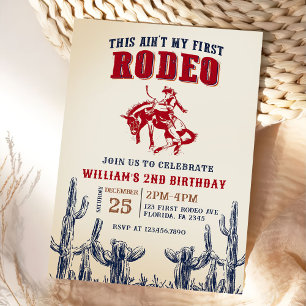 Invitación Segundo cumpleaños de Rodeo Occidental Cowboy