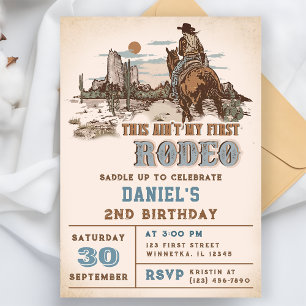 Invitación Segundo cumpleaños de Rodeo Occidental Cowboy
