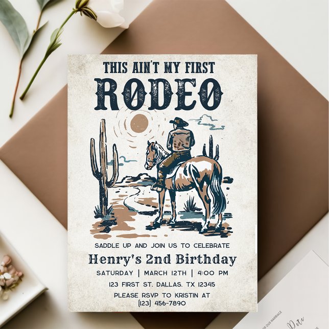Invitación Segundo cumpleaños de Rodeo Occidental Cowboy (Subido por el creador)