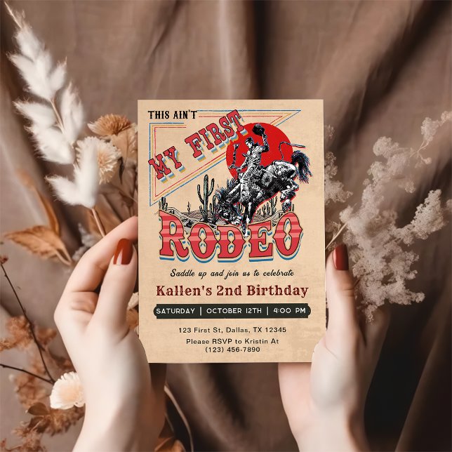 Invitación Segundo cumpleaños de Rodeo Occidental Cowboy (Subido por el creador)