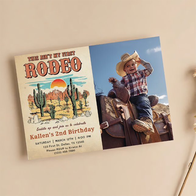 Invitación Segundo cumpleaños de Rodeo Occidental Cowboy (Subido por el creador)