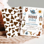 Invitación Segundo cumpleaños de Rodeo Occidental Cowboy<br><div class="desc">Este no es mi primer Rodeo,  ¡es mi Segundo! Oeste Cowboy temática el segundo cumpleaños con estampado azul de yeso y vaca.</div>