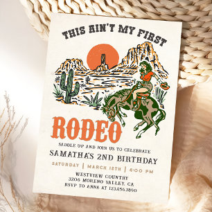 Invitación Segundo cumpleaños de Rodeo Occidental Cowboy