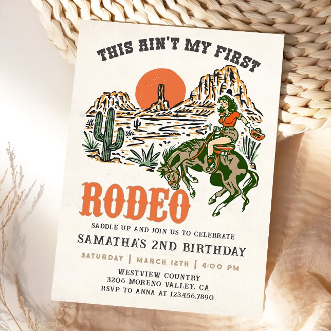 Invitación Segundo cumpleaños de Rodeo Occidental Cowboy (Subido por el creador)