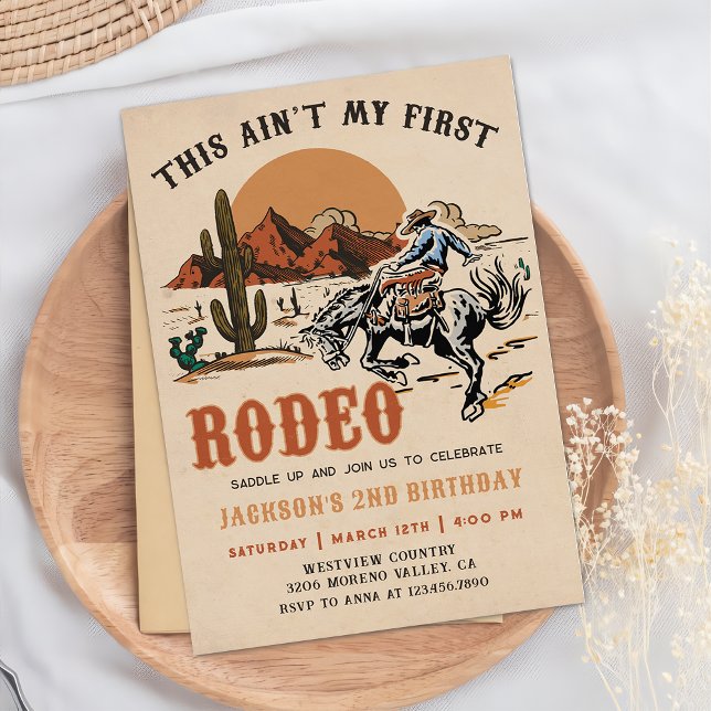 Invitación Segundo cumpleaños de Rodeo Occidental de Vintage (Subido por el creador)