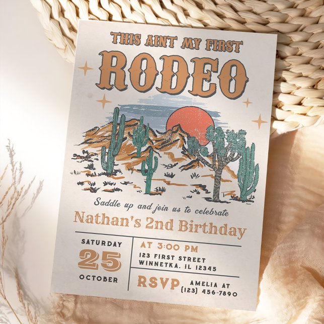 Invitación Segundo cumpleaños de Rodeo Western Cowboy (Subido por el creador)