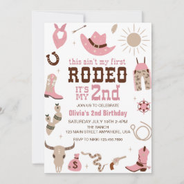 Invitación Segundo cumpleaños de Rodeo Western Cowgirl