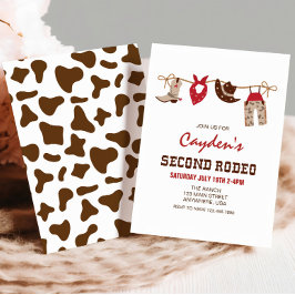 Invitación Segundo cumpleaños de SecondRodeo Western Cowboy