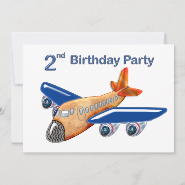 Invitación Segundo cumpleaños del asombroso avión (Anverso)