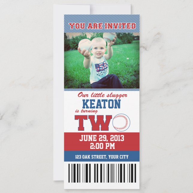 Invitación Segundo cumpleaños del béisbol (Anverso)