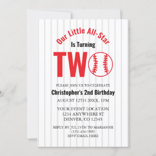 Invitación Segundo cumpleaños del Béisbol de las Estrellas