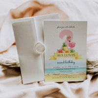 Segundo cumpleaños del Chica de Flamingo Rosado Tr