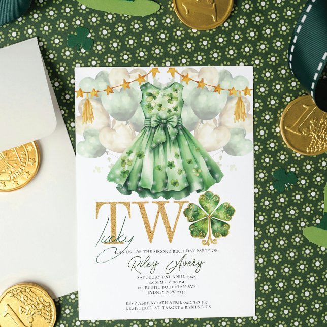Invitación Segundo cumpleaños del chica, Día de San Patricio (Subido por el creador)