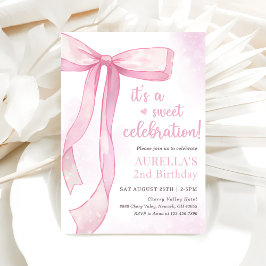 Invitación Segundo cumpleaños del chica Pink Bow