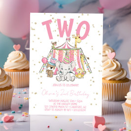 Invitación Segundo cumpleaños del circo rosado del Carnaval
