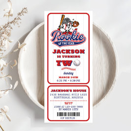 Invitación Segundo cumpleaños del equipo de béisbol Rookie Of