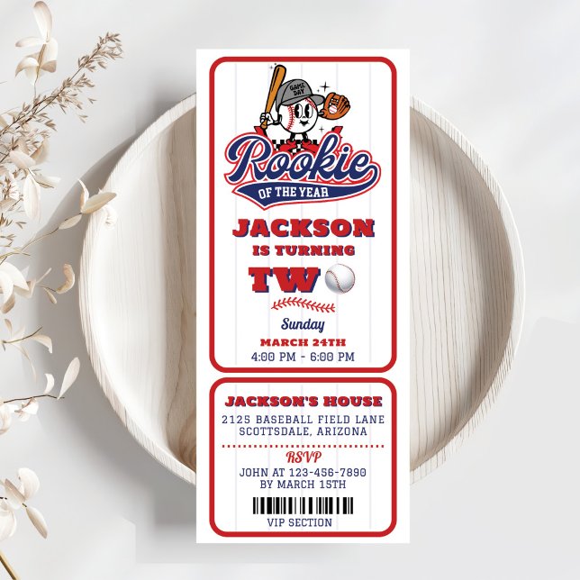 Invitación Segundo cumpleaños del equipo de béisbol Rookie Of (Subido por el creador)