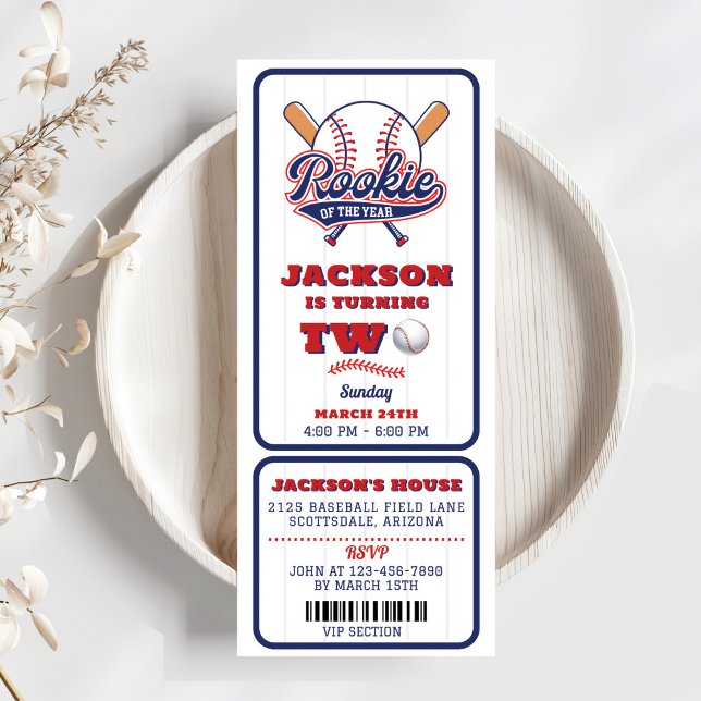 Invitación Segundo cumpleaños del equipo de béisbol Rookie Of (Subido por el creador)