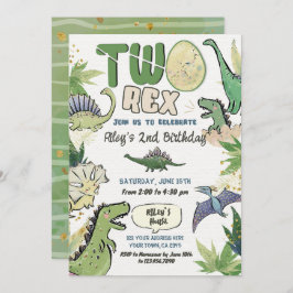 Invitación Segundo cumpleaños del Fiesta Temático de Dinosaur