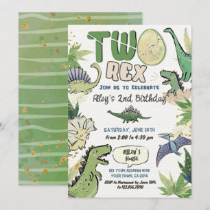 Invitación Segundo cumpleaños del Fiesta Temático de Dinosaur
