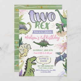 Invitación Segundo cumpleaños del Fiesta Temático de Dinosaur