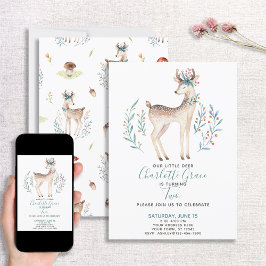 Invitación Segundo cumpleaños del segundo bebé de ciervos for