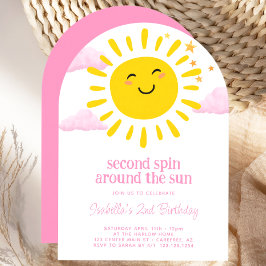 Invitación Segundo Cumpleaños Del Sol Rosa