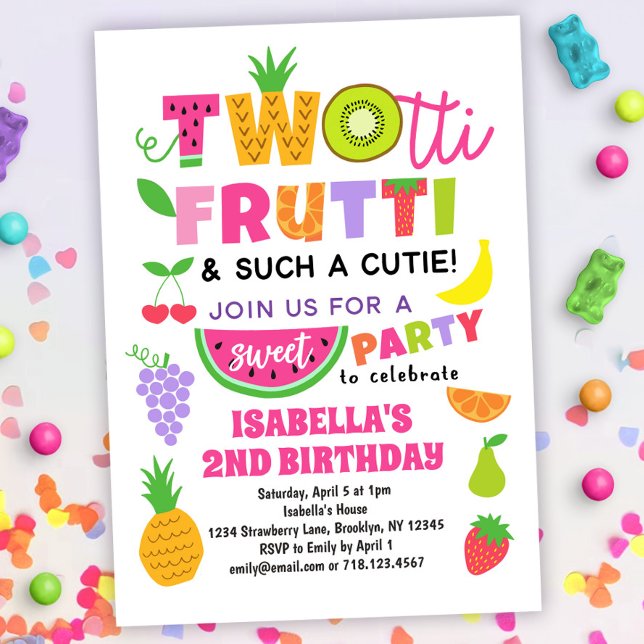Invitación Segundo cumpleaños del verano de frutas tropicales (Subido por el creador)