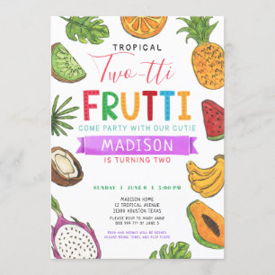 Invitación Segundo cumpleaños del verano tropical de los Frut