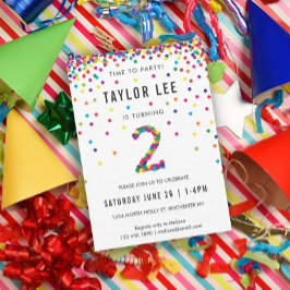 Invitación Segundo cumpleaños, Fiesta arcoiris, segundo cumpl
