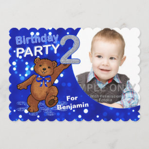 Invitación Segundo cumpleaños, Fiesta Teddy Bear foto Persona