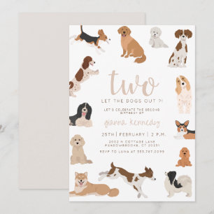 Invitación Segundo cumpleaños neutral, que inviten los perros