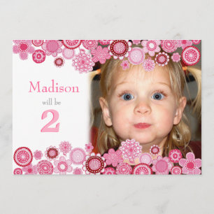 Invitación Segundo cumpleaños número de Fiesta rosa número de