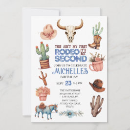 Invitación Segundo cumpleaños occidental de Rodeo Cowgirl Boy