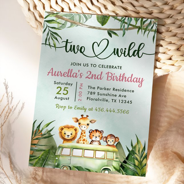 Invitación Segundo cumpleaños salvaje del Chica Safari de la  (Subido por el creador)