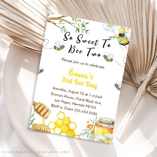 Invitación Segundo Día De Abejas Tan Dulce Para Ser Fiesta De