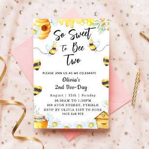 Invitación Segundo día de la abeja tan dulce para ser dos abe