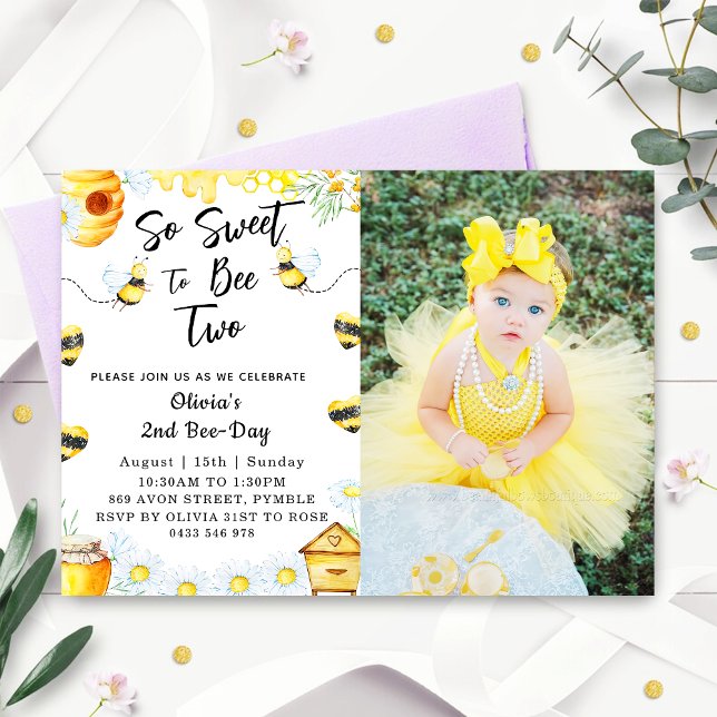Invitación Segundo día de la abeja tan dulce para ser dos abe (Subido por el creador)
