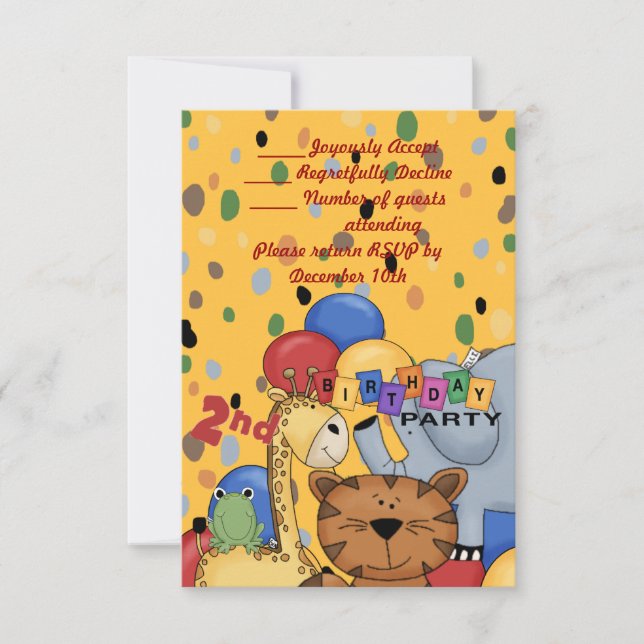 Invitación Segundo Fiesta de cumpleaños (Anverso)