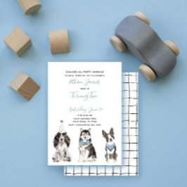 Invitación Segundo Fiesta de cumpleaños de un niño de perro b