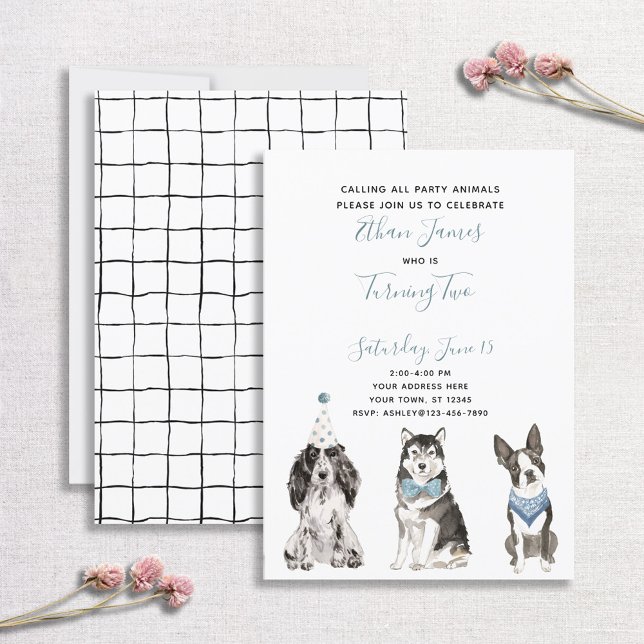 Invitación Segundo Fiesta de cumpleaños de un niño de perro b (Subido por el creador)