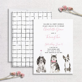 Invitación Segundo Fiesta de cumpleaños del Chica de perro bl